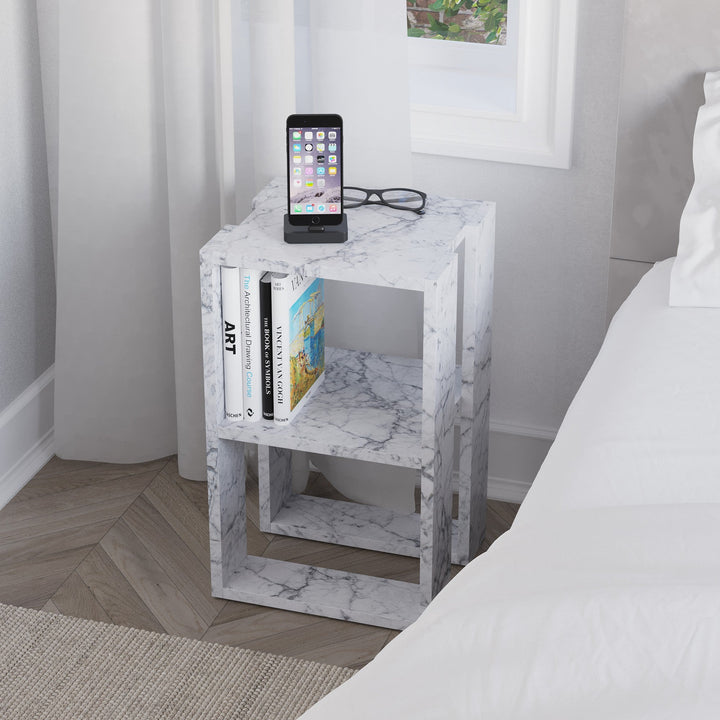 Éjjeliszekrény Lonie - Carrara Marble-VASBÚTOR