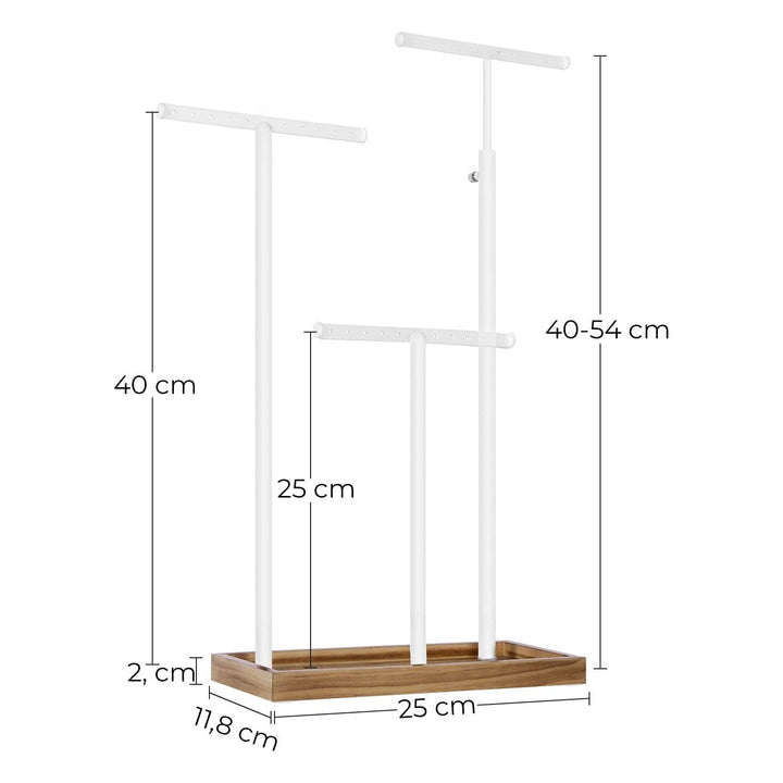 Ékszertartó 2 az 1-ben, 25 x (41,5-56,5) x 11,8 cm, barna és fehér-VASBÚTOR