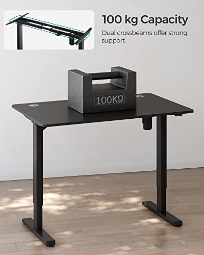 Elektromos íróasztal, magasságállítható, asztali állvány, motoros asztalváz, 120 x 60 x (73-114) cm, acél, fekete-VASBÚTOR