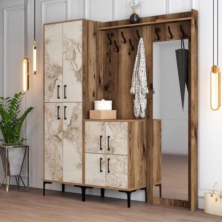 Előszobafal Berlin ABC - Diós, Fehér Marble-VASBÚTOR
