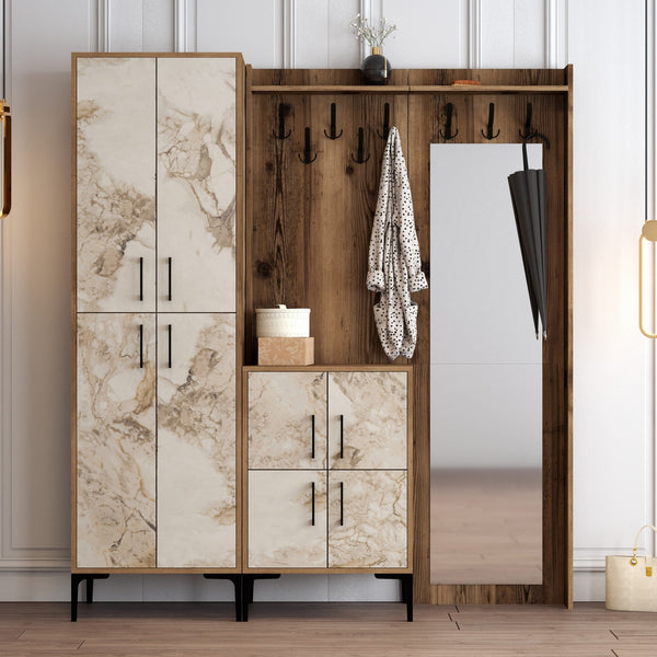 Előszobafal Berlin ABC - Diós, Fehér Marble-VASBÚTOR