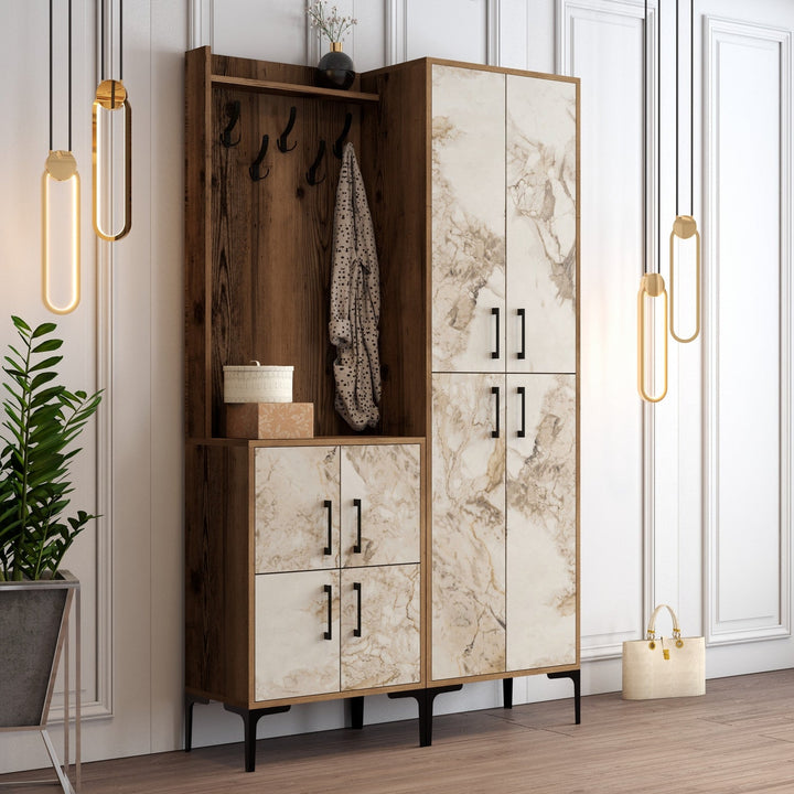 Előszobafal Berlin BA - Diós, Fehér Marble-VASBÚTOR
