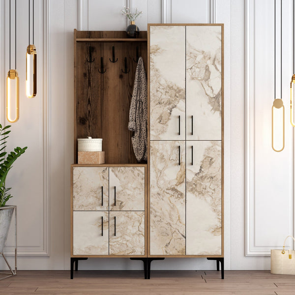 Előszobafal Berlin BA - Diós, Fehér Marble-VASBÚTOR