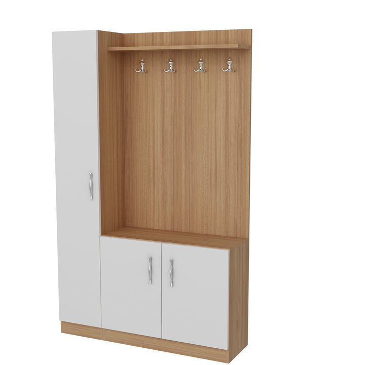 Előszobafal Naturel - Teak, White-VASBÚTOR