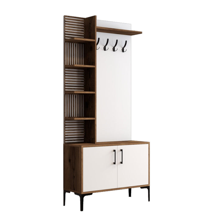 Előszobafal Viyana D - Walnut, White-VASBÚTOR
