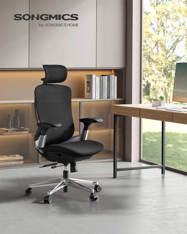 Ergonomikus, állítható, dönthető irodai szék, fekete-VASBÚTOR