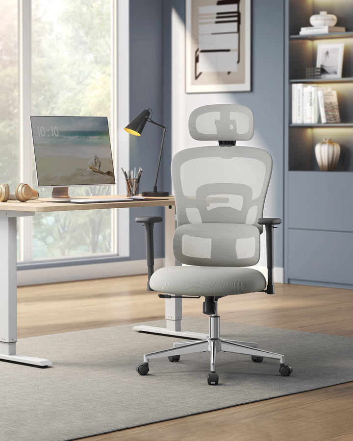 Ergonomikus irodai szék, állítható deréktámasszal, szürke-VASBÚTOR