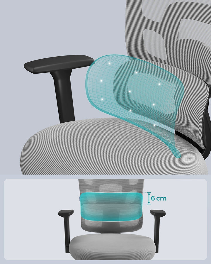 Ergonomikus irodai szék, állítható deréktámasszal, szürke-VASBÚTOR