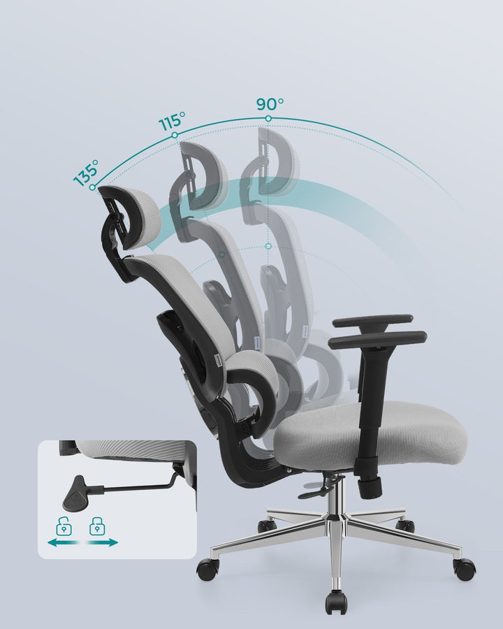 Ergonomikus irodai szék, állítható deréktámasszal, szürke-VASBÚTOR