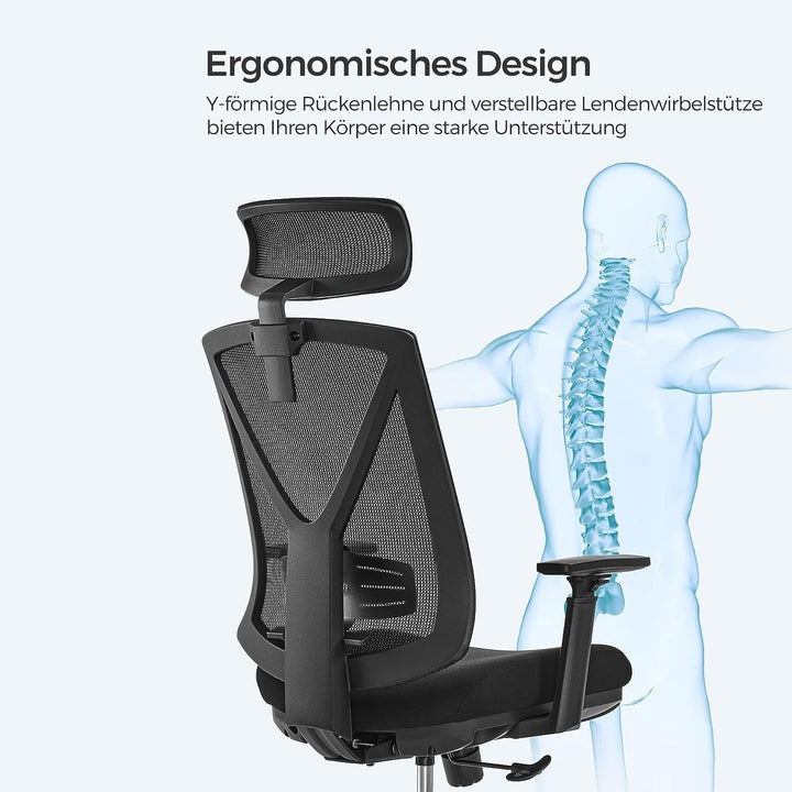 Ergonomikus irodai szék lábtartóval, maximális terhelés 150 kg, fekete-VASBÚTOR