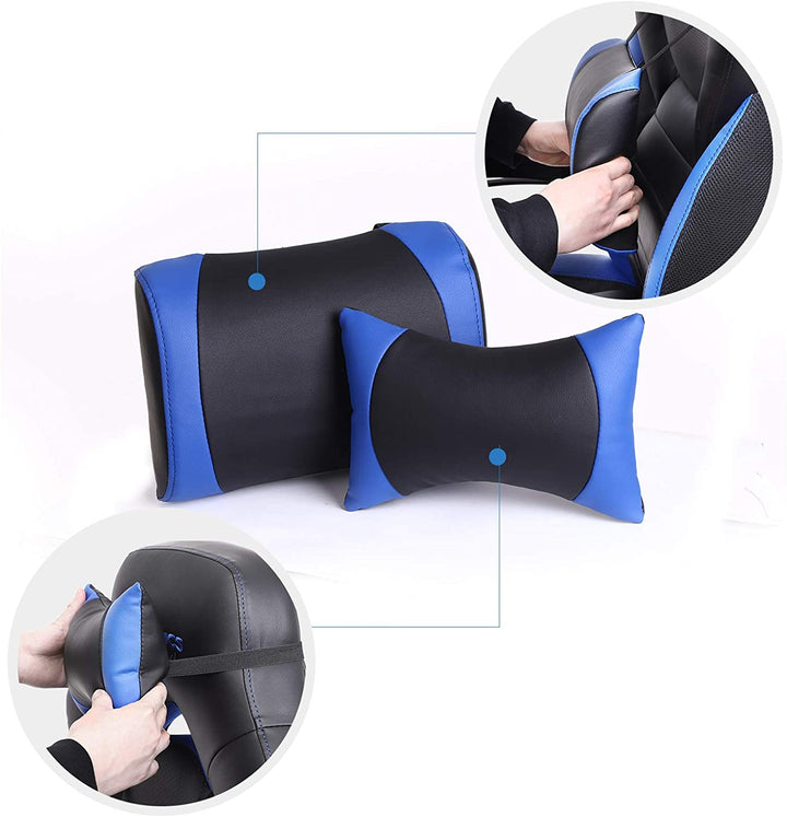 Ergonómikus irodai szék teleszkópos lábtartóval, kék és fekete-VASBÚTOR