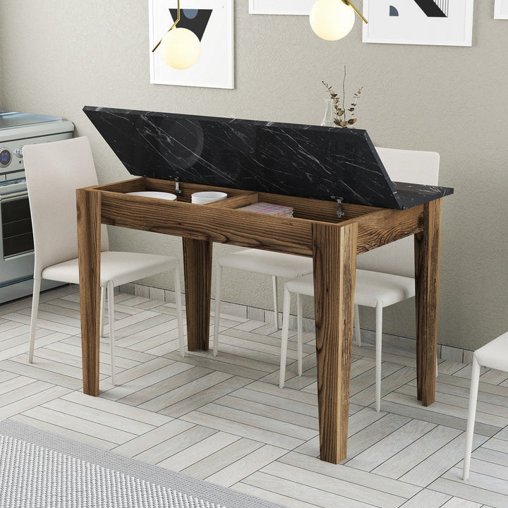 Étkező asztal Kiev 509 - Walnut, Black-VASBÚTOR