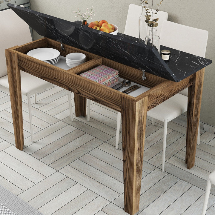 Étkező asztal Kiev 509 - Walnut, Black-VASBÚTOR