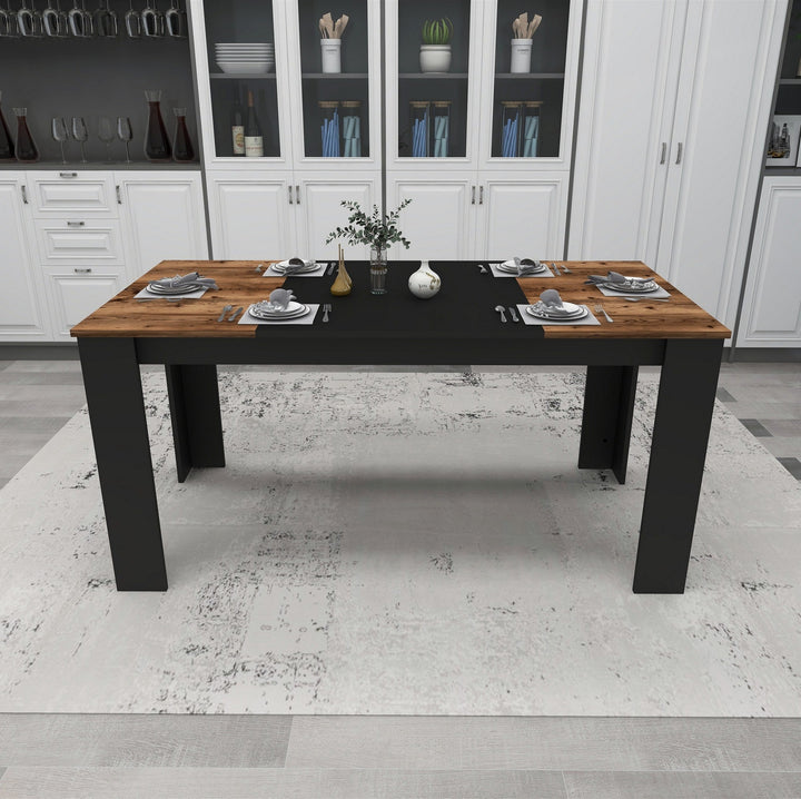 Étkező asztal Line - Light Walnut, Black-VASBÚTOR