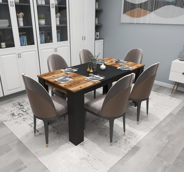 Étkező asztal Line - Light Walnut, Black-VASBÚTOR