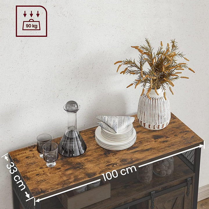Étkező szekrény, konyhai szekrény 100 x 33 x 80 cm rusztikus barna és fekete-VASBÚTOR