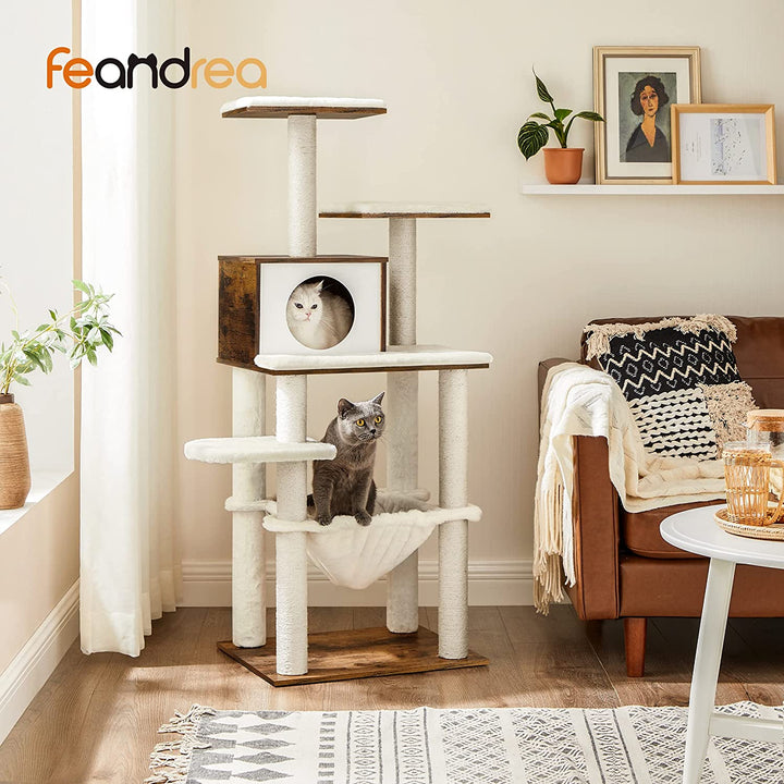 FEANDREA Modern Macska kaparófa, 55 x 138 x 45 cm, rusztikus barna-VASBÚTOR