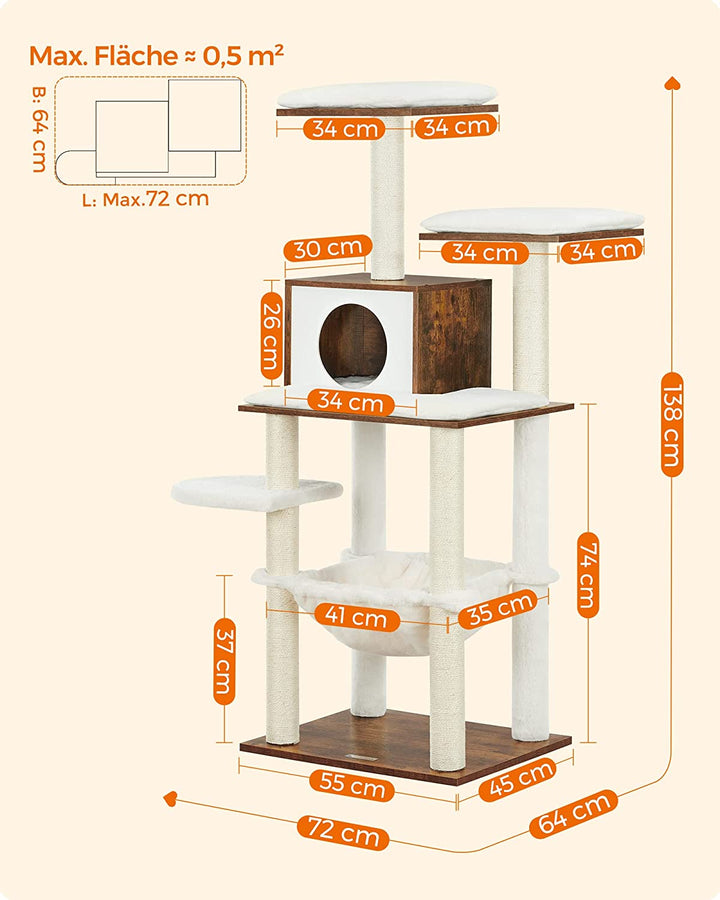 FEANDREA Modern Macska kaparófa, 55 x 138 x 45 cm, rusztikus barna-VASBÚTOR
