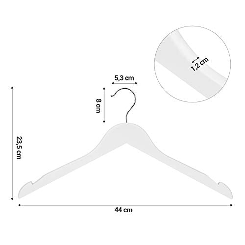Fából készült ruhafogas, 360°-ban forgatható kampó, csúszásmentes, 44 cm hosszú, fehér-VASBÚTOR