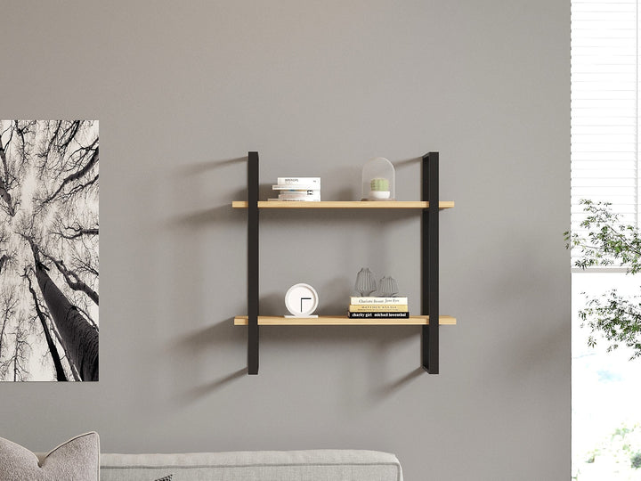 Fali polc Buba - Sapphire Oak, Black-VASBÚTOR