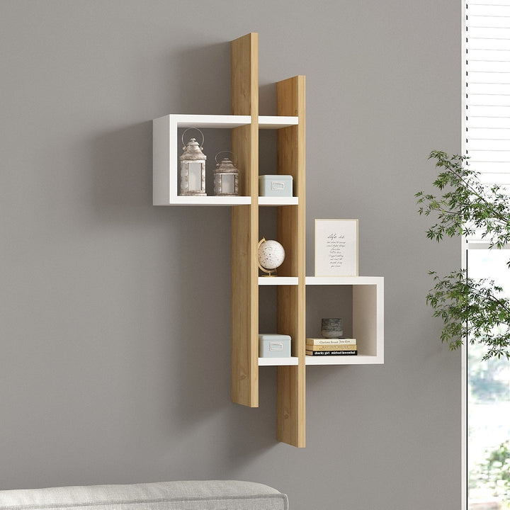 Fali polc Emse - Sapphire Oak, White-VASBÚTOR