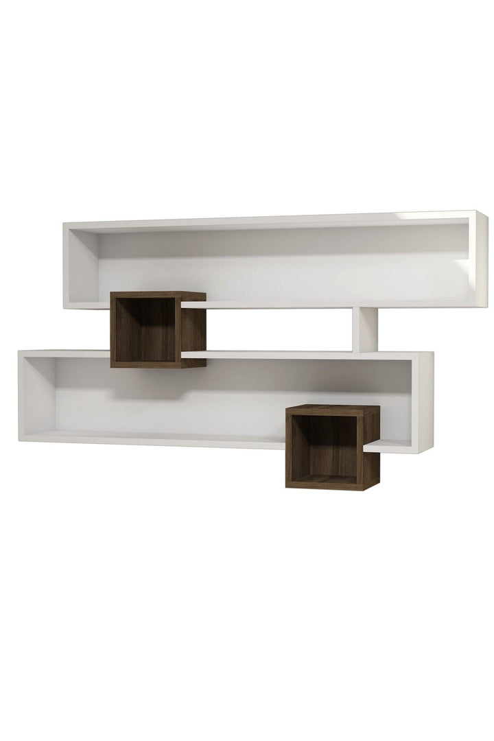 Fali polc Karen - Walnut, White-VASBÚTOR