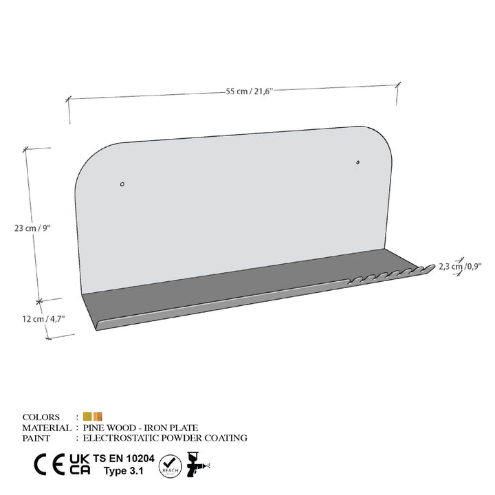 Fali polc Long Pouch - Fekete-VASBÚTOR