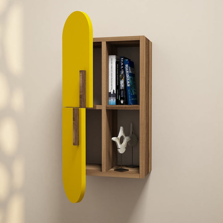 Fali polc Rose - Walnut, Yellow-VASBÚTOR