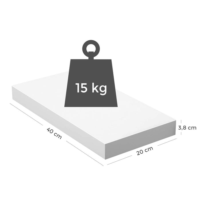 Fali polc, úszópolc 40 x 20 x 3,8 cm, fehér-VASBÚTOR