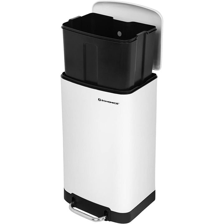 Fedéllel ellátott kuka, pedálos konyhai hulladékgyűjtő 30L, fehér-VASBÚTOR