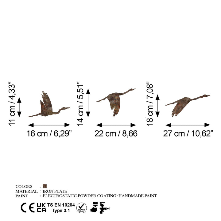 Fém fali dekoráció, Rusty Birds 1-VASBÚTOR