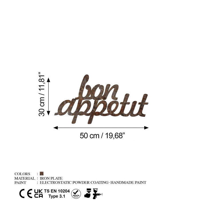 Fém fali dekoráció, Rusty Bon Appetit-VASBÚTOR