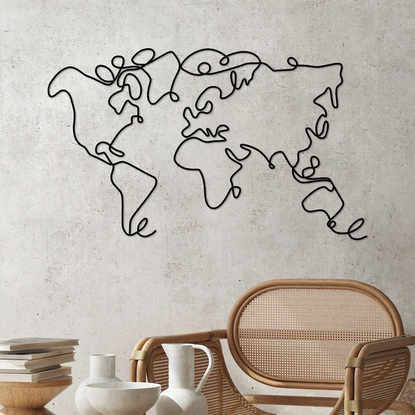 Fém fali dekoráció, World Map-VASBÚTOR