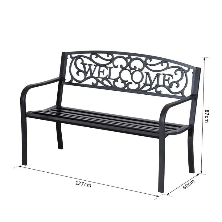 Fém kerti pad 2 személyes 127 x 60 x 87 cm-VASBÚTOR