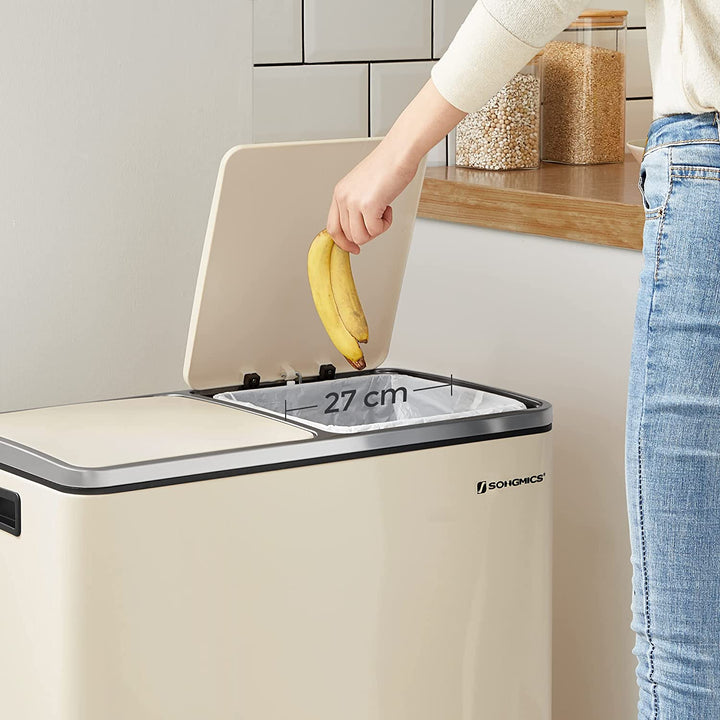 Fém pedálos soft close szemetes,15 db szemeteszsákkal, felhőfehér-VASBÚTOR