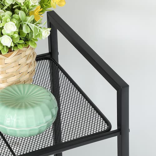 Fém polc, 3 szintes polc, bővíthető, állítható polcok, ipari design, fekete-VASBÚTOR