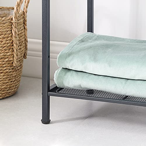 Fém polc, 3 szintes polc, bővíthető, állítható polcok, ipari design, fekete-VASBÚTOR