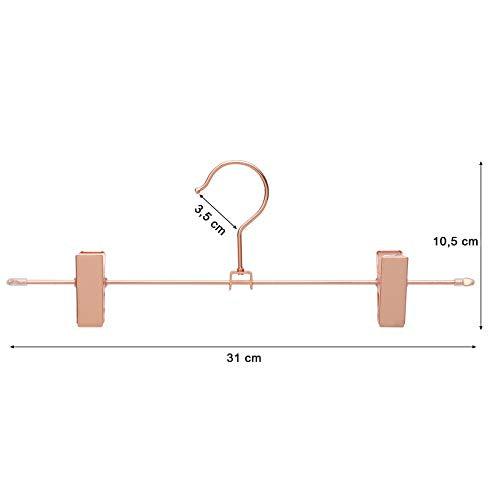 Fém ruhaakasztó 31 cm 2 csúszásmentes klipsz, 10 darabos csomagban, rosegold-VASBÚTOR