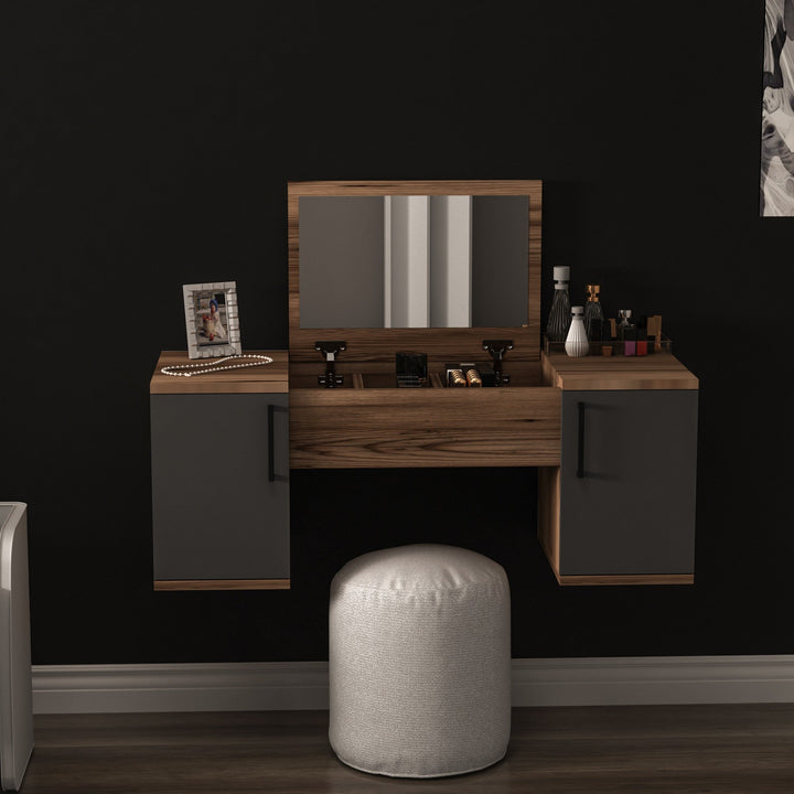 Fésülködő asztal Mercan - Light Walnut, Anthracite-VASBÚTOR