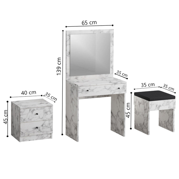 Fésülködő asztal Nice - Carrara Marble-VASBÚTOR