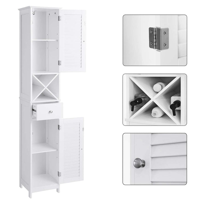 Fürdőszoba szekrény, Tárolószekrény fiókkal, kivehető X alakú polc 170cm-VASBÚTOR