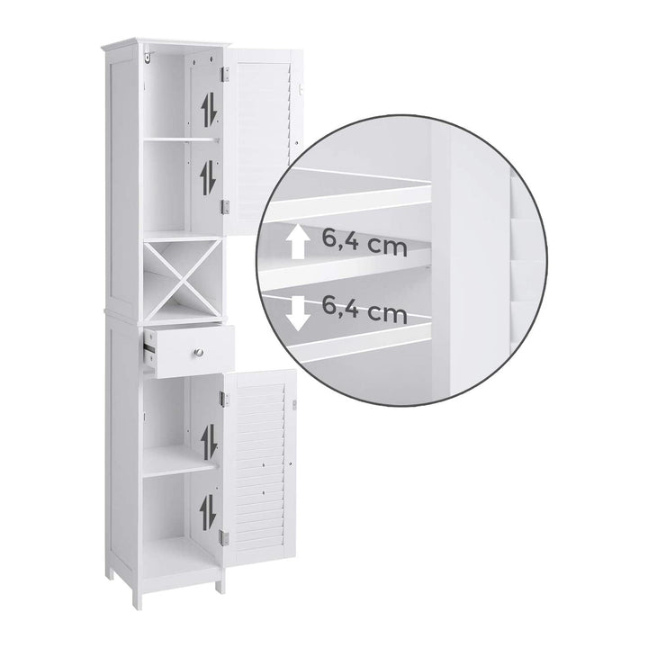Fürdőszoba szekrény, Tárolószekrény fiókkal, kivehető X alakú polc 170cm-VASBÚTOR