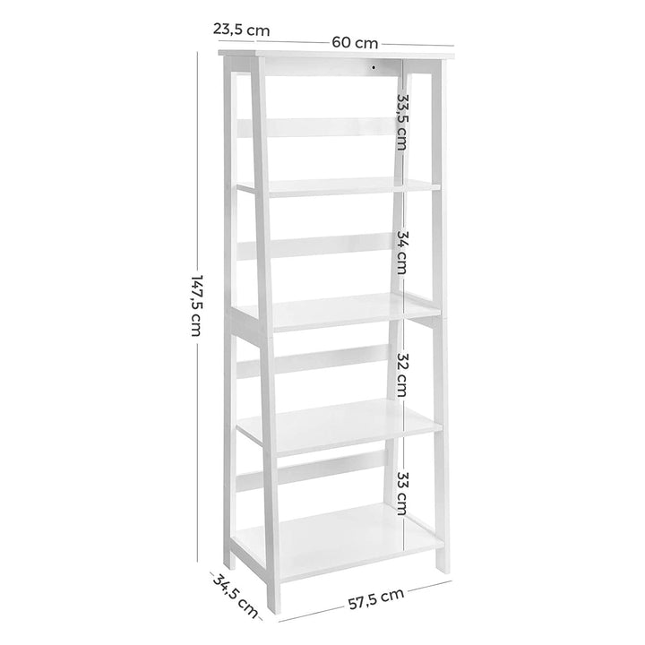 Fürdőszobai polc, 4 szintes lépcsős polc, Fehér 60 x 34,7 x 147,5 cm-VASBÚTOR
