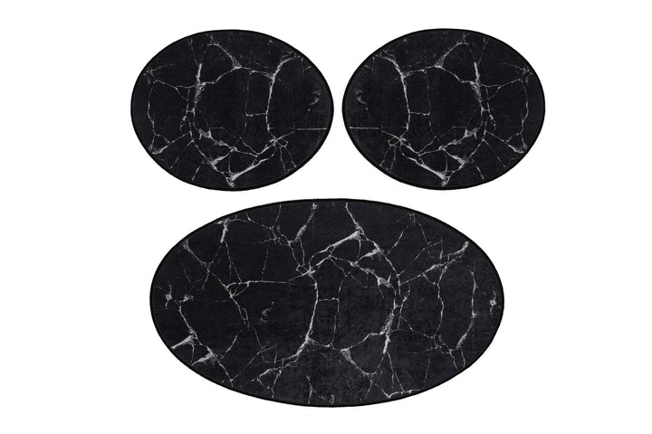 Fürdőszobaszőnyeg Szett (3 db) Marble - Fekete-VASBÚTOR