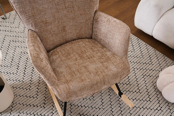 Hintaszék, relaxációs szék kordbársony kárpitozással, bézs-khaki színű-VASBÚTOR
