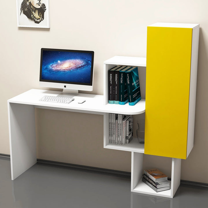 Íróasztal Açelya - White, Yellow-VASBÚTOR