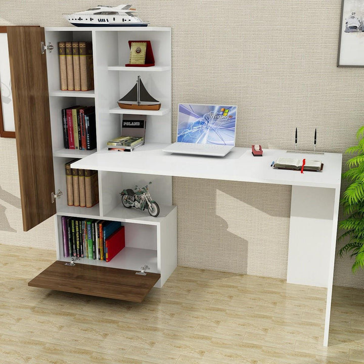 Íróasztal Domingos - White, Walnut-VASBÚTOR