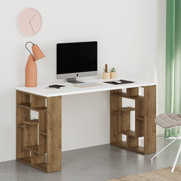 Íróasztal Maze - White, Dark Oak-VASBÚTOR