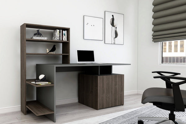 Íróasztal Melis - Walnut, Anthracite-VASBÚTOR