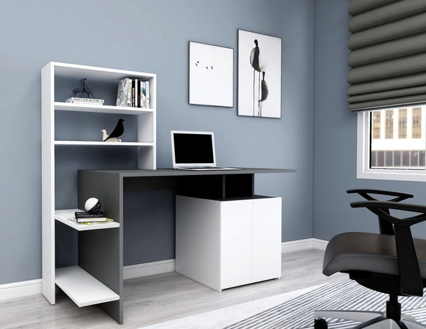 Íróasztal Melis - White, Anthracite-VASBÚTOR